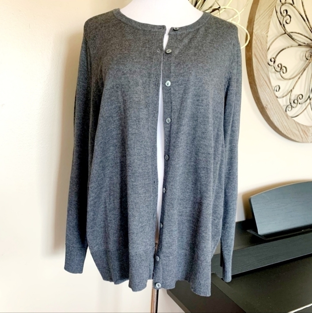 CROFT & BARROW Gray Cardigan Sweater Women's XL Plus Size Neutral Winter EUC